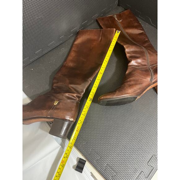 VINTAGE SALVATORE FERRAGAMO Women Brown Leather Tall Knee High Boot Sz 10 Narrow - Picture 9 of 12